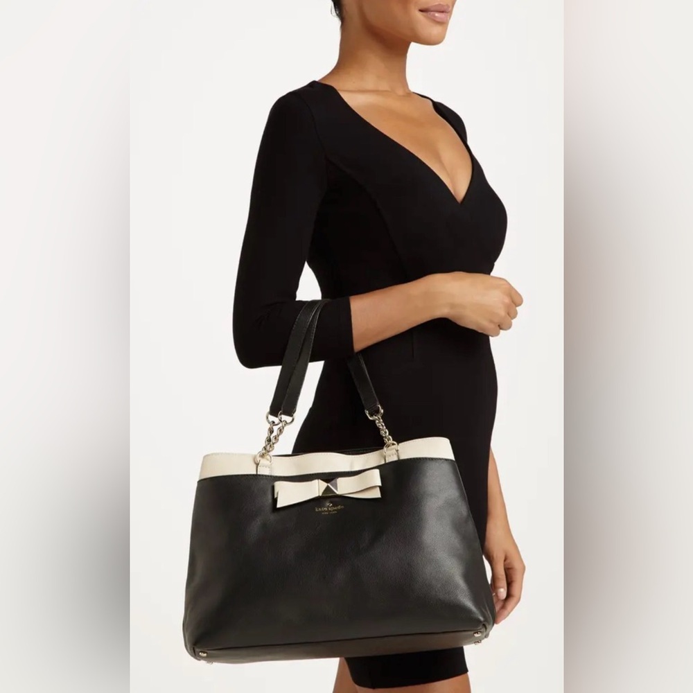 kate spade ♠️ Hancock Park Maryanne Leather Bow Shopper - Picture 3 of 13